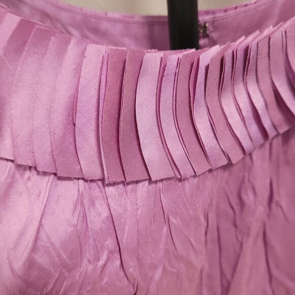 Calypso St. Barth Lavender 100% Silk Crinkle Sunburst Pleat Shift Dress Medium M - Picture 4 of 7